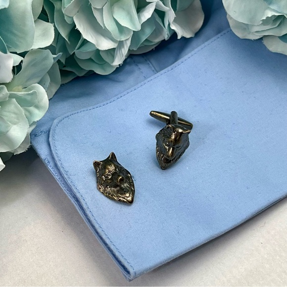 Vintage 3D Gunmetal Wolf Cufflinks - Picture 11 of 16